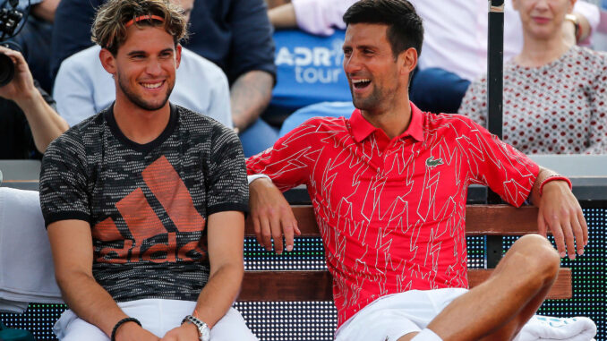 Dominic Thiem i Novak Djokovic (fot. Adria Tour)