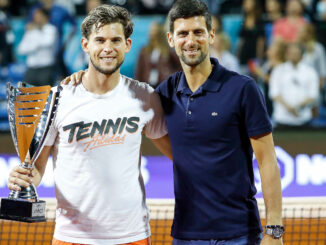 Dominic Thiem i Novak Djoković (fot. Adria Tour)