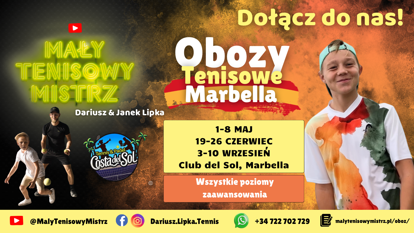 Obozy tenisowe w Marbelli z Małym Tenisowym Mistrzem – ZAPISY TRWAJĄ!
