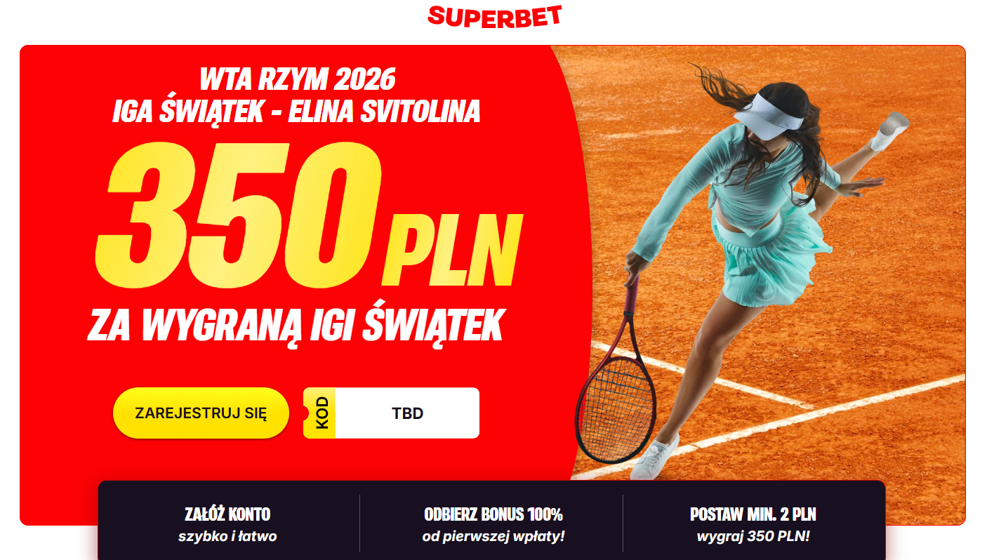 350 PLN za wygraną Świątek z Svitoliną! [PROMOCJA]