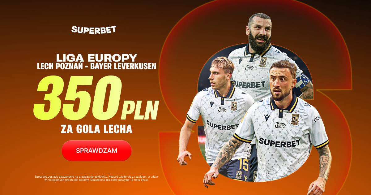 Superbet kod promocyjny TBD – 350 zł za gola Lecha z Bayerem