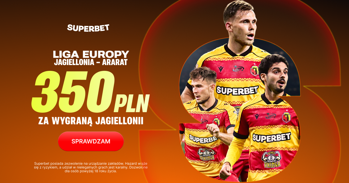 Superbet kod promocyjny TBD – 350 zł za wygraną Jagiellonii